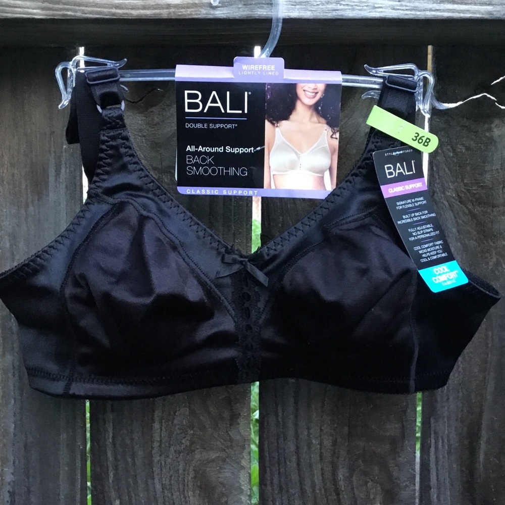 Bali by Hanes Bra 36B Classic All Around Support Back Smoothing Wirefree Black